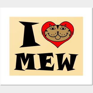 I Heart Cat - Black and Brown Striped Kitty Posters and Art